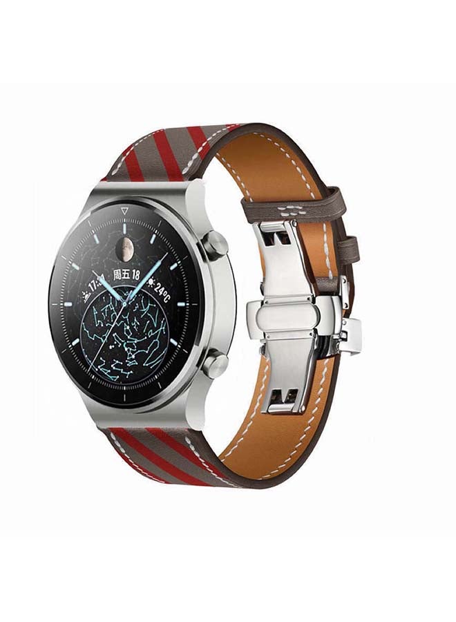 Perfii Genuine Leather Replacement Band For Huawei Watch GT2 Pro 22mm Grey - Image 2