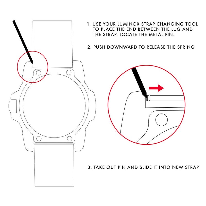 Luminox Genuine Luminox Watch Bands FPX.2401.20B.1.K - Strap Replacement 24 mm Black Rubber Strap with Steel Buckle for Navy Seals Series 3500 3510. 3580 - Image 2