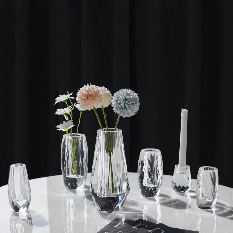 kitCom Flower Crystal Vase, 8.27 inches Modern Crystal Vase, Lead-Free Flower Vase, European Crafted for Table, Home Decoration, Wedding or Luxury Gifts, 8.27 x 3.94 x 3.94 Inches - Image 3