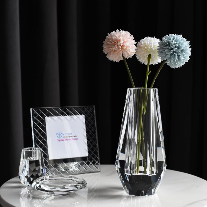 kitCom Flower Crystal Vase, 8.27 inches Modern Crystal Vase, Lead-Free Flower Vase, European Crafted for Table, Home Decoration, Wedding or Luxury Gifts, 8.27 x 3.94 x 3.94 Inches - Image 4