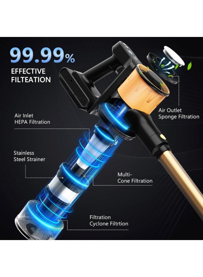 SINCHER مكنسة كهربائية لاسلكية، شفط قوي 25Kpa، بطارية قابلة للفصل تعمل لمدة 45 دقيقة، 3 أوضاع طاقة وشاشة LED، مثالية للمنزل، السيارة، الأرضيات الصلبة، السجاد، شعر الحيوانات الأليفة - Image 2