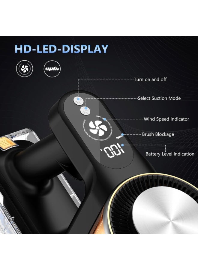 SINCHER مكنسة كهربائية لاسلكية، شفط قوي 25Kpa، بطارية قابلة للفصل تعمل لمدة 45 دقيقة، 3 أوضاع طاقة وشاشة LED، مثالية للمنزل، السيارة، الأرضيات الصلبة، السجاد، شعر الحيوانات الأليفة - Image 4