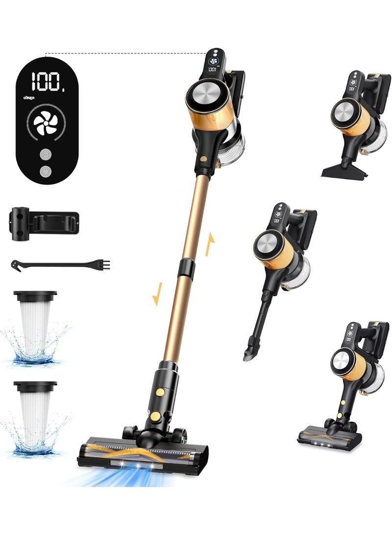 SINCHER مكنسة كهربائية لاسلكية، شفط قوي 25Kpa، بطارية قابلة للفصل تعمل لمدة 45 دقيقة، 3 أوضاع طاقة وشاشة LED، مثالية للمنزل، السيارة، الأرضيات الصلبة، السجاد، شعر الحيوانات الأليفة - Image 1