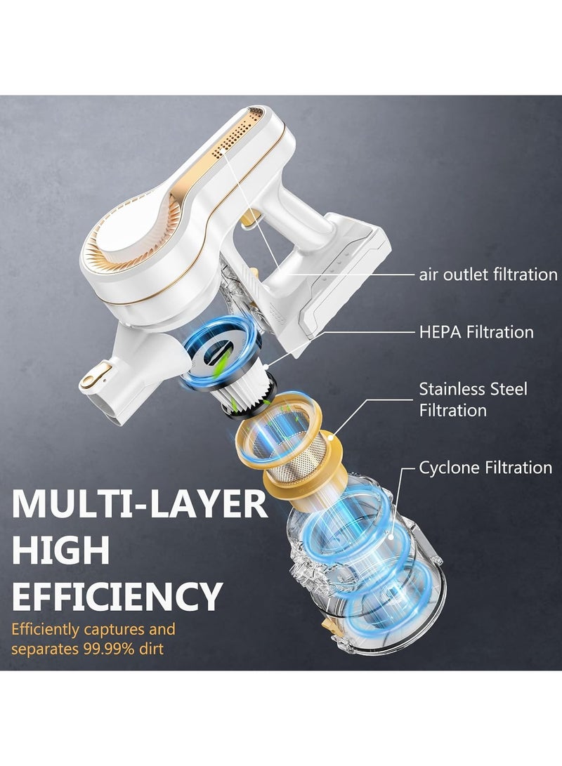 SINCHER مكنسة كهربائية لاسلكية، شفط قوي 25Kpa، بطارية قابلة للفصل تعمل لمدة 45 دقيقة، 3 أوضاع طاقة وشاشة LED، مثالية للمنزل، السيارة، الأرضيات الصلبة، السجاد، شعر الحيوانات الأليفة - Image 3