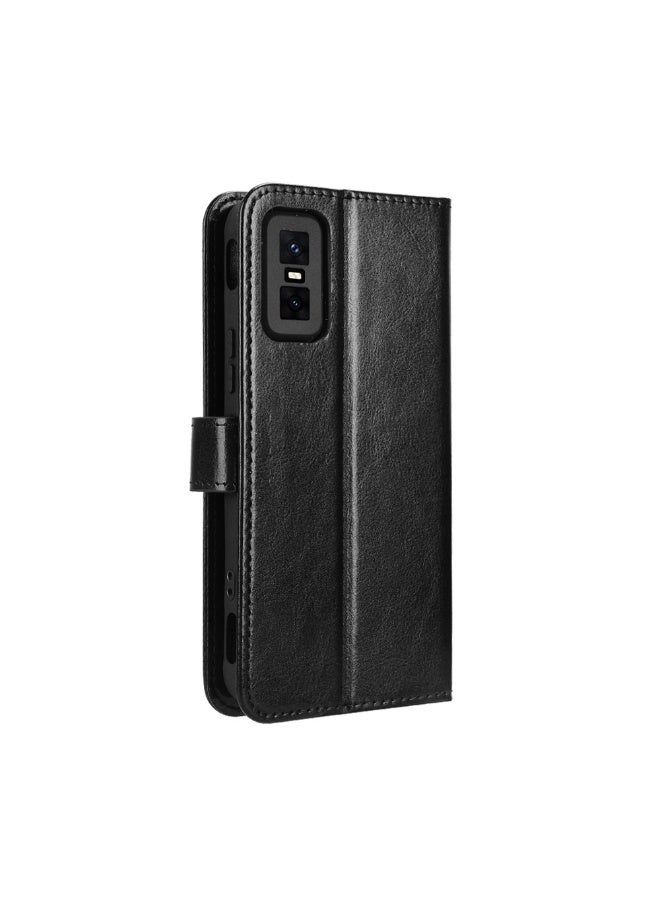 غطاء هاتف لجهاز Infinix GT30 Pro، غطاء هاتف جلد مغناطيسي للأعمال، غطاء قابل للطي أنيق مزود بفتحة بطاقة وحامل لجهاز Infinix GT30 Pro 5G، الغطاء باللون الأسود - Image 5