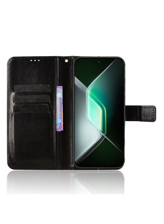 غطاء هاتف لجهاز Infinix GT30 Pro، غطاء هاتف جلد مغناطيسي للأعمال، غطاء قابل للطي أنيق مزود بفتحة بطاقة وحامل لجهاز Infinix GT30 Pro 5G، الغطاء باللون الأسود - Image 3