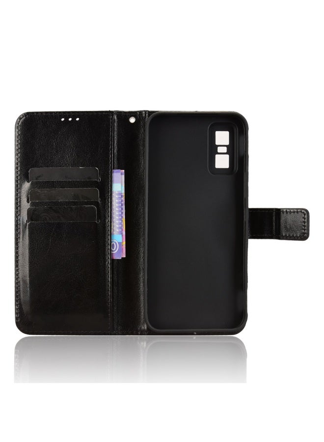 غطاء هاتف لجهاز Infinix GT30 Pro، غطاء هاتف جلد مغناطيسي للأعمال، غطاء قابل للطي أنيق مزود بفتحة بطاقة وحامل لجهاز Infinix GT30 Pro 5G، الغطاء باللون الأسود - Image 2