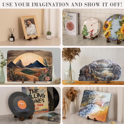 ANBOXIT Plate Display Stand, 6 Inch Plate Holder for Displaying, Decorative Picture Frame Dish Photo Plaque Platter Wood Stand - Image 5