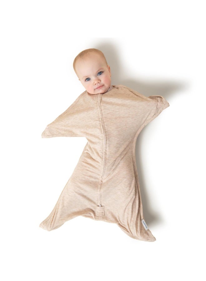 SleepingBaby Zipadee-Zip Transition Swaddle - Cozy Baby Swaddling Blanket with Zipper Convenience - Roomy Wearable Blanket for Easy Diaper Changes - 3-6 Month - Balanced Beige Heather - Image 5