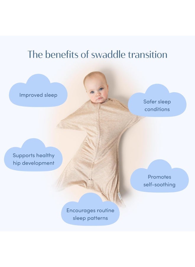 SleepingBaby Zipadee-Zip Transition Swaddle - Cozy Baby Swaddling Blanket with Zipper Convenience - Roomy Wearable Blanket for Easy Diaper Changes - 3-6 Month - Balanced Beige Heather - Image 3