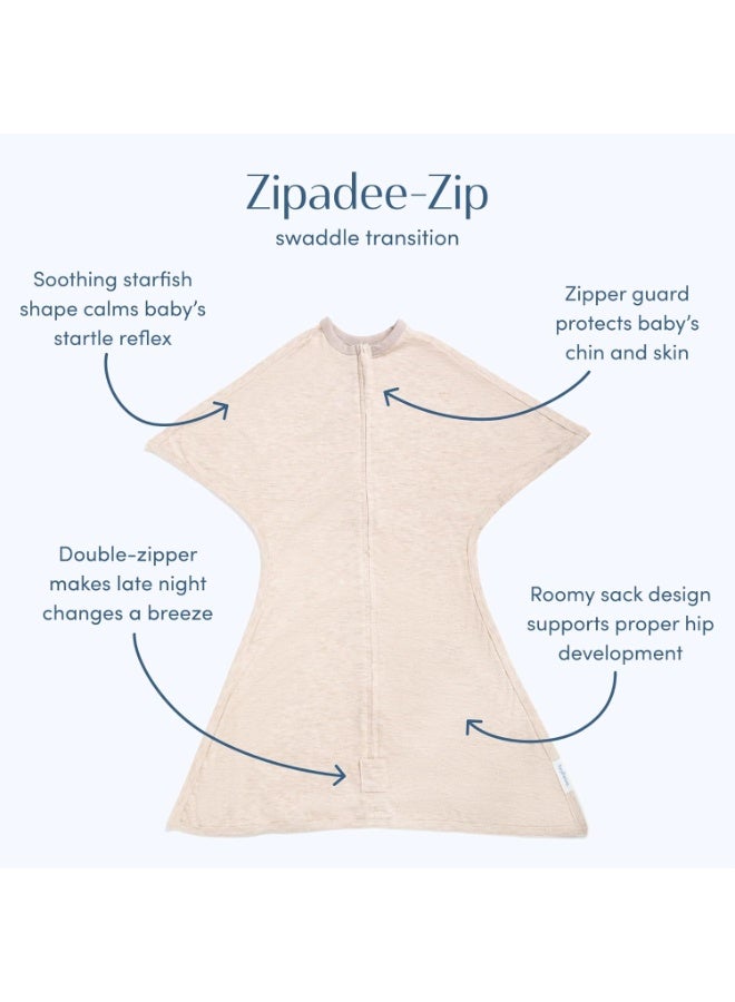 SleepingBaby Zipadee-Zip Transition Swaddle - Cozy Baby Swaddling Blanket with Zipper Convenience - Roomy Wearable Blanket for Easy Diaper Changes - 3-6 Month - Balanced Beige Heather - Image 2
