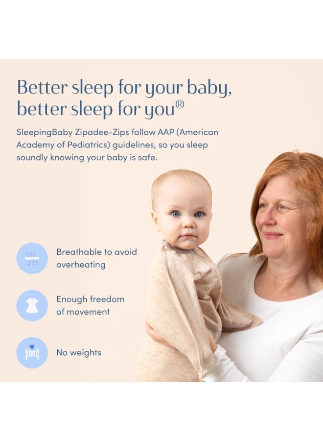 SleepingBaby Zipadee-Zip Transition Swaddle - Cozy Baby Swaddling Blanket with Zipper Convenience - Roomy Wearable Blanket for Easy Diaper Changes - 3-6 Month - Balanced Beige Heather - Image 4