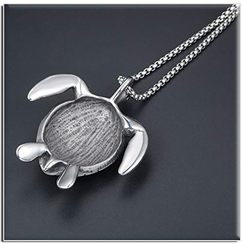 Xusamss Punk Rock Stainless Steel Turtle Tag Pendant Chain Necklace(White) - Image 4