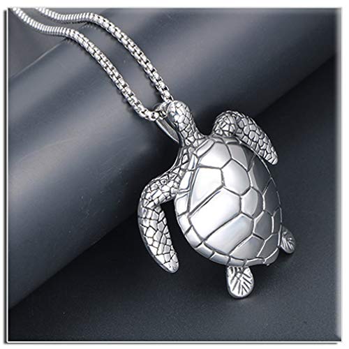 Xusamss Punk Rock Stainless Steel Turtle Tag Pendant Chain Necklace(White) - Image 3