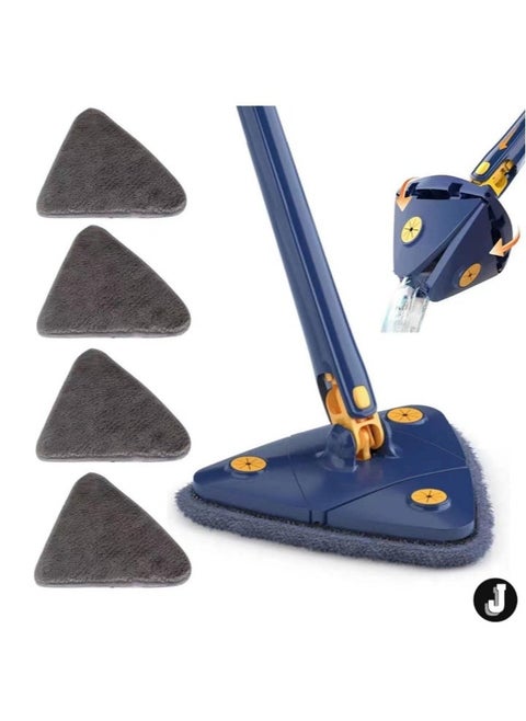 "NEW 360° Rotatable Adjustable Cleaning Mop – 52.1'' Telescopic Triangular Mop with Automatic Water Squeezing Function"