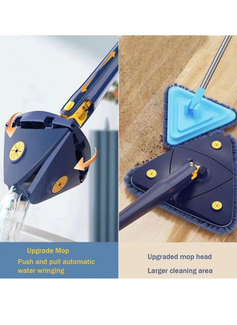 "NEW 360° Rotatable Adjustable Cleaning Mop – 52.1'' Telescopic Triangular Mop with Automatic Water Squeezing Function"
