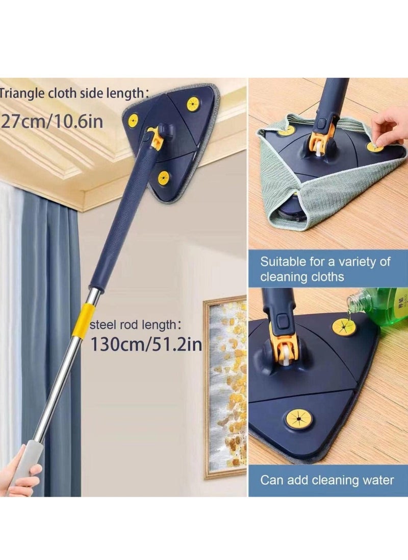 "NEW 360° Rotatable Adjustable Cleaning Mop – 52.1'' Telescopic Triangular Mop with Automatic Water Squeezing Function"