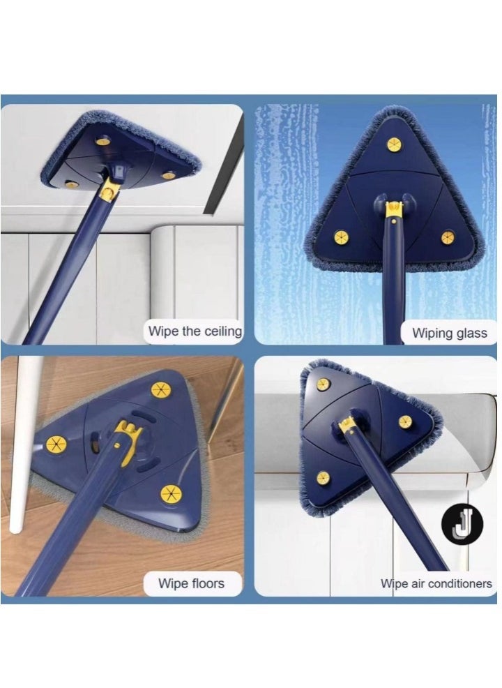 "NEW 360° Rotatable Adjustable Cleaning Mop – 52.1'' Telescopic Triangular Mop with Automatic Water Squeezing Function"