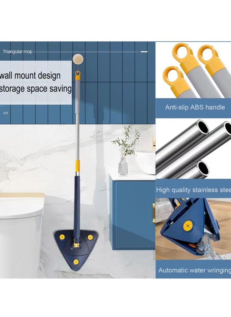 "NEW 360° Rotatable Adjustable Cleaning Mop – 52.1'' Telescopic Triangular Mop with Automatic Water Squeezing Function"