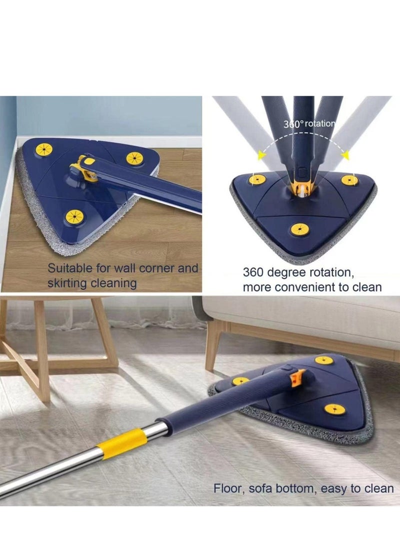 "NEW 360° Rotatable Adjustable Cleaning Mop – 52.1'' Telescopic Triangular Mop with Automatic Water Squeezing Function"