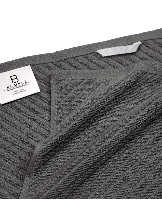 Bumble Towels مناديل مطبخ فاخرة (16 بوصة × 25 بوصة، 6 عبوات) | مناديل مطبخ قطنية كبيرة | مناديل صحون | تصميم نسج مائل | مجموعة مناديل شاي بوزن 445 جرام لكل متر مربع عالية الامتصاص مع حلقة تعليق | رمادي - Image 4
