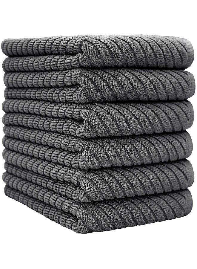 Bumble Towels مناديل مطبخ فاخرة (16 بوصة × 25 بوصة، 6 عبوات) | مناديل مطبخ قطنية كبيرة | مناديل صحون | تصميم نسج مائل | مجموعة مناديل شاي بوزن 445 جرام لكل متر مربع عالية الامتصاص مع حلقة تعليق | رمادي - Image 2