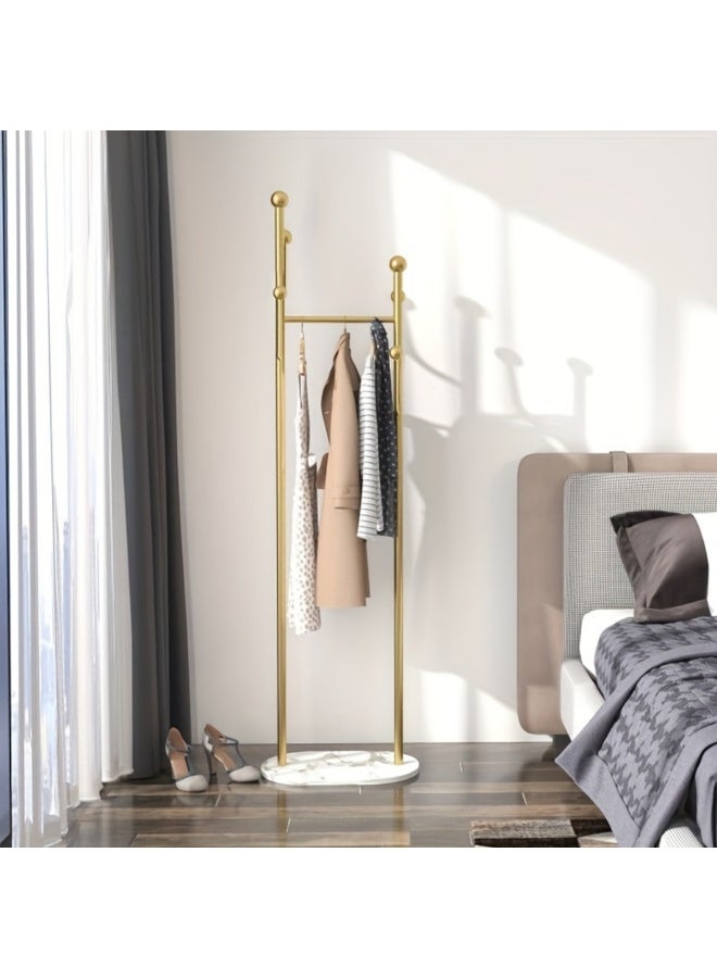 HXDream Portable Style Floor-Standing Clothing Rack - Sturdy Metal Freestanding Garment Organizer with Multiple Hooks, Modern Minimalist Design for Bedroom, Living Room, Office - Multi-Purpose Home Storage Solution, Elegant Room Decor | Easyclean Surface, Clothes Organizer Storage(Gold)45*28*170CM - Image 4