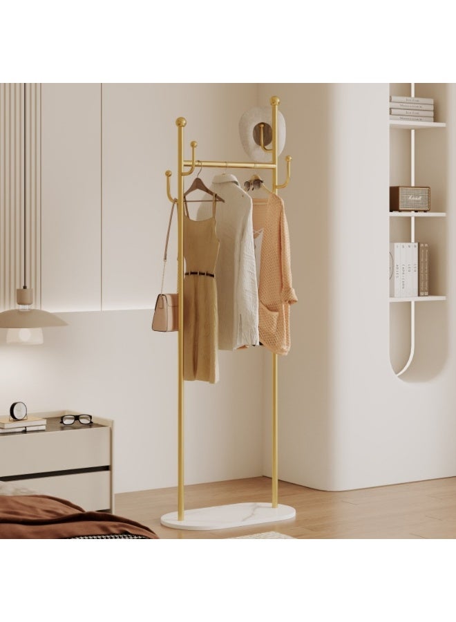 HXDream Portable Style Floor-Standing Clothing Rack - Sturdy Metal Freestanding Garment Organizer with Multiple Hooks, Modern Minimalist Design for Bedroom, Living Room, Office - Multi-Purpose Home Storage Solution, Elegant Room Decor | Easyclean Surface, Clothes Organizer Storage(Gold)45*28*170CM - Image 3