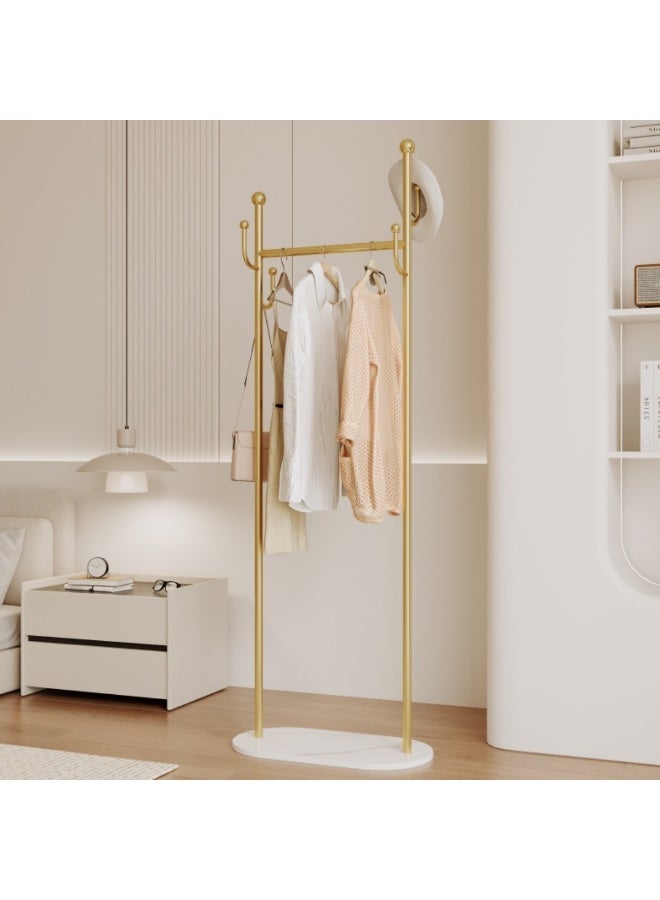 HXDream Portable Style Floor-Standing Clothing Rack - Sturdy Metal Freestanding Garment Organizer with Multiple Hooks, Modern Minimalist Design for Bedroom, Living Room, Office - Multi-Purpose Home Storage Solution, Elegant Room Decor | Easyclean Surface, Clothes Organizer Storage(Gold)45*28*170CM - Image 2