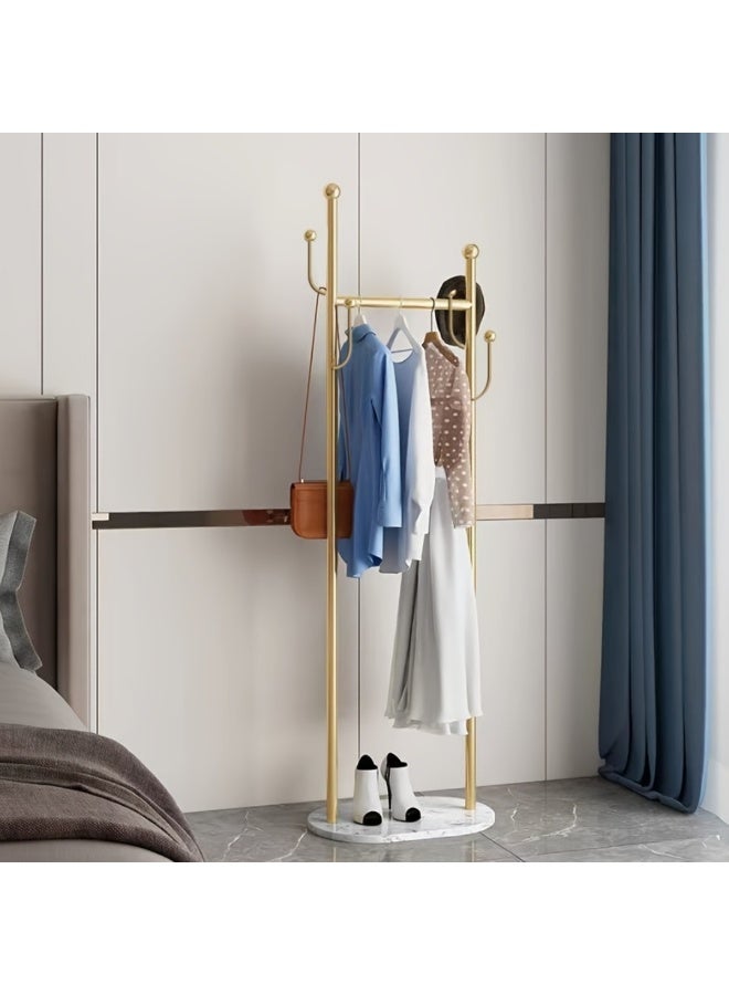 HXDream Portable Style Floor-Standing Clothing Rack - Sturdy Metal Freestanding Garment Organizer with Multiple Hooks, Modern Minimalist Design for Bedroom, Living Room, Office - Multi-Purpose Home Storage Solution, Elegant Room Decor | Easyclean Surface, Clothes Organizer Storage(Gold)45*28*170CM - Image 5