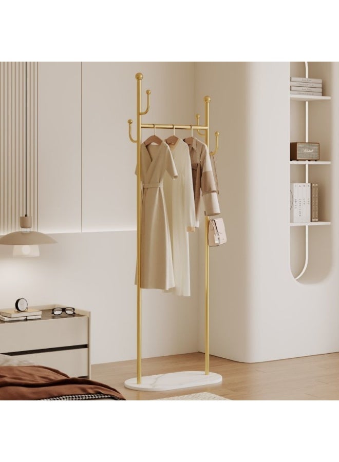 HXDream Portable Style Floor-Standing Clothing Rack - Sturdy Metal Freestanding Garment Organizer with Multiple Hooks, Modern Minimalist Design for Bedroom, Living Room, Office - Multi-Purpose Home Storage Solution, Elegant Room Decor | Easyclean Surface, Clothes Organizer Storage(Gold)45*28*170CM - Image 1