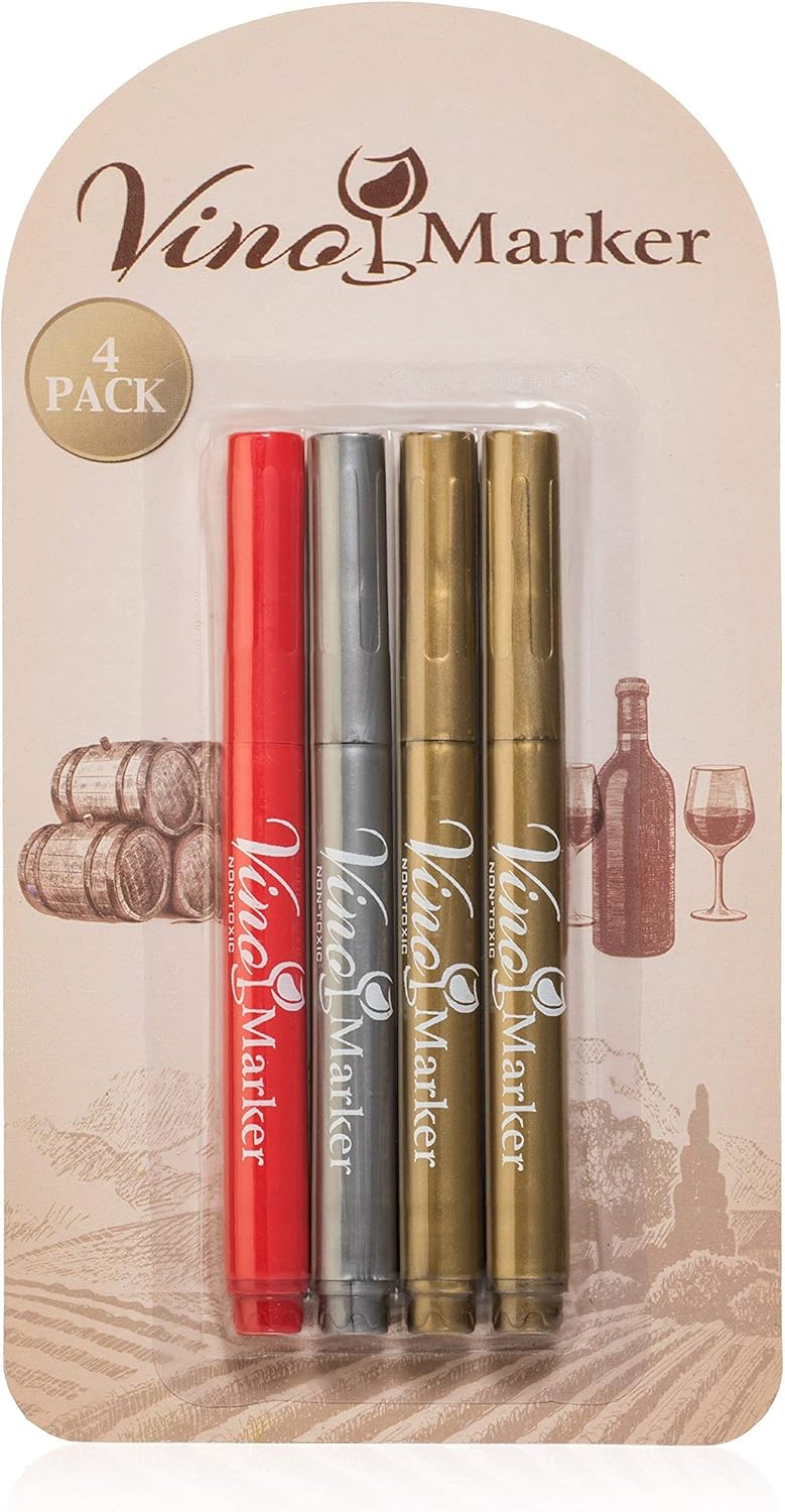 Lavley Vino Marker Wine Pens - Washable drink markers - Fun party favors for wine tastings, holidays, home bar or bachelorette events - Image 1