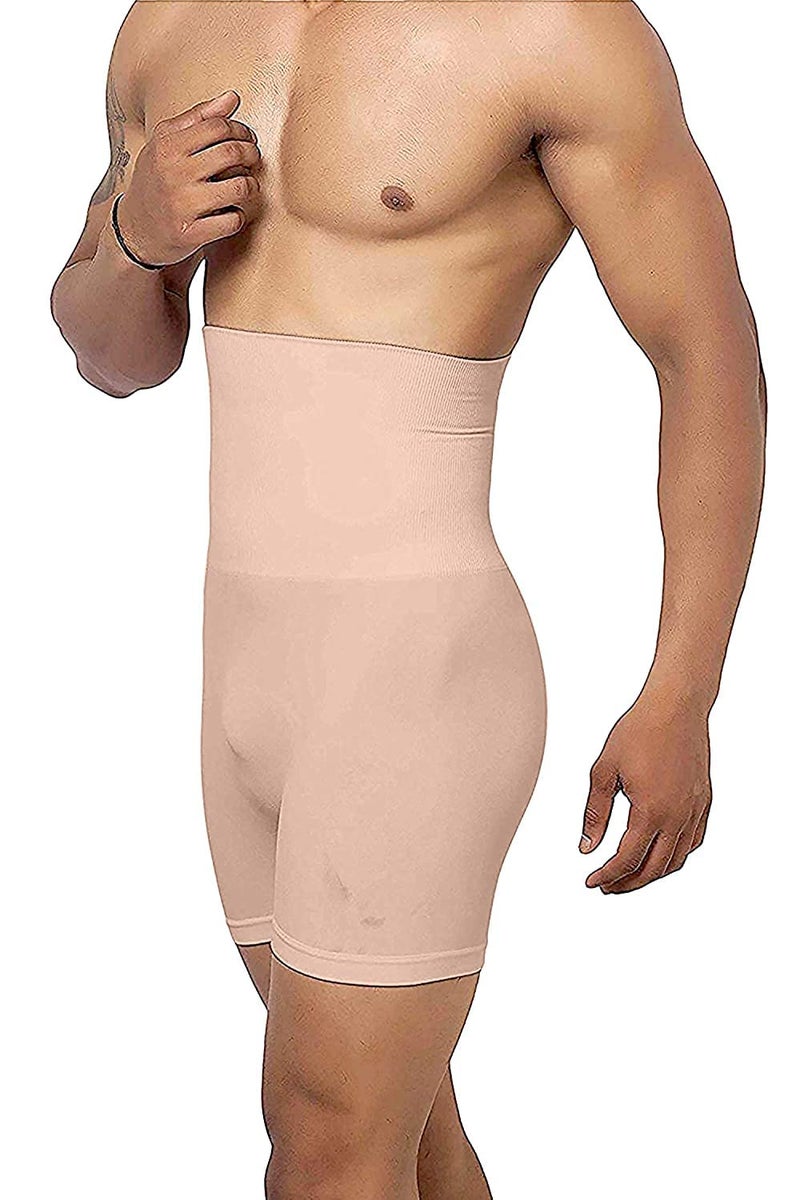 KROYWEN Men Body Shaper Belly Girdle Boxer Stomach Fitness for Exercise & Workout Briefs (Beige, 3XL) - Image 2