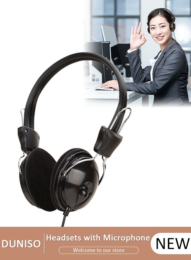 DUNISO Kids Wired On-Ear Headphones , 6.5mm Plug  Stereo Sound, Durable  Headset with Lightweight  Adjustable Headband  for Online Classes, Computer, Piano, Musical Instruments Black - Image 1