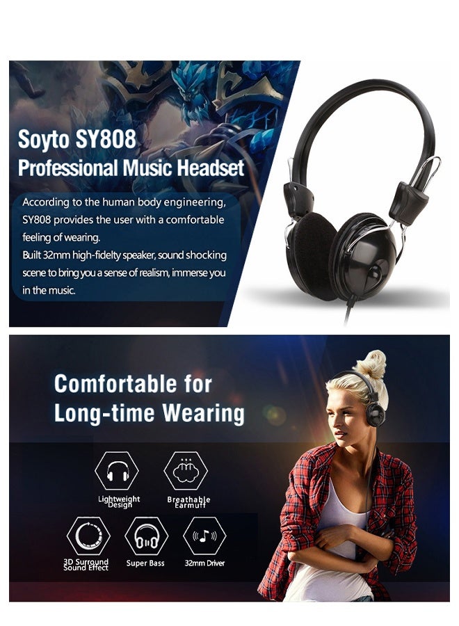 DUNISO Kids Wired On-Ear Headphones , 6.5mm Plug  Stereo Sound, Durable  Headset with Lightweight  Adjustable Headband  for Online Classes, Computer, Piano, Musical Instruments Black - Image 2