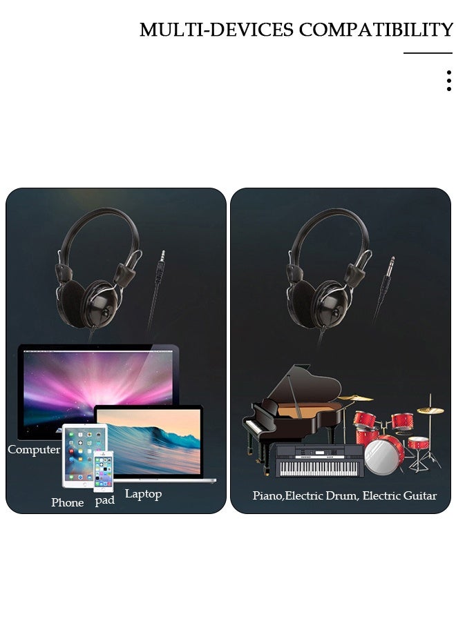 DUNISO Kids Wired On-Ear Headphones , 6.5mm Plug  Stereo Sound, Durable  Headset with Lightweight  Adjustable Headband  for Online Classes, Computer, Piano, Musical Instruments Black - Image 4