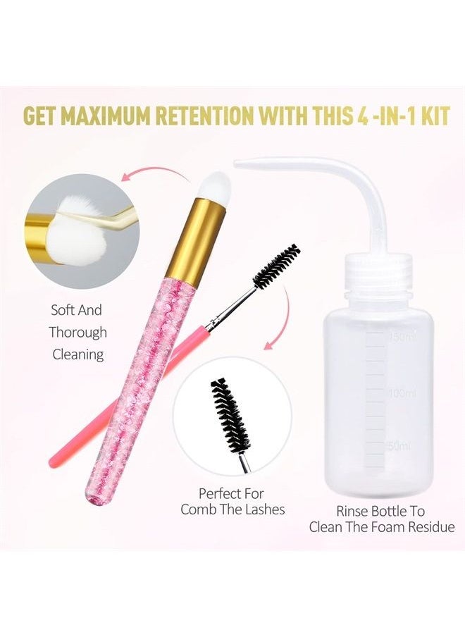 EMEDA - Lash Shampoo for Lash Extensions 100ml/3.38 fl.oz Eyelash Extension Cleanser Oil Free Foam Soap Lash Bath for Cluster Lashes Wash Oil Dustcare,Lash Cleaning Kit with Rinse Bottle Brush - Image 1