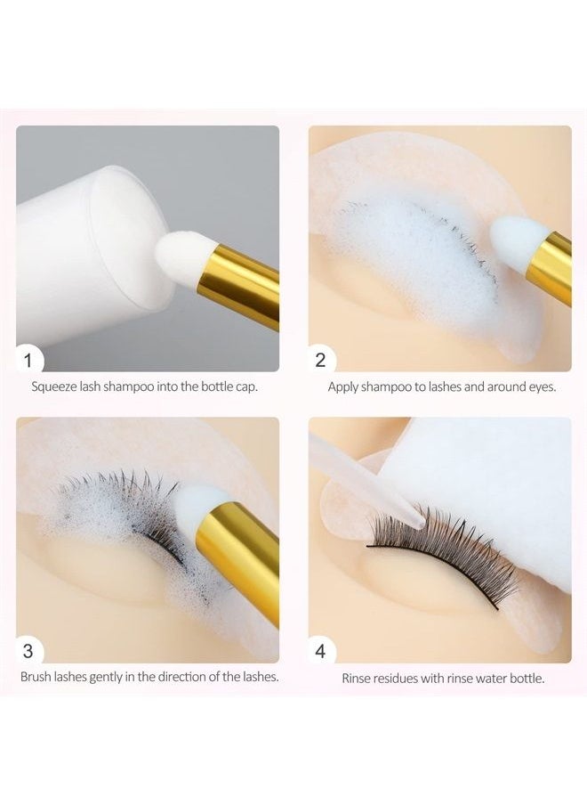 EMEDA - Lash Shampoo for Lash Extensions 100ml/3.38 fl.oz Eyelash Extension Cleanser Oil Free Foam Soap Lash Bath for Cluster Lashes Wash Oil Dustcare,Lash Cleaning Kit with Rinse Bottle Brush - Image 1
