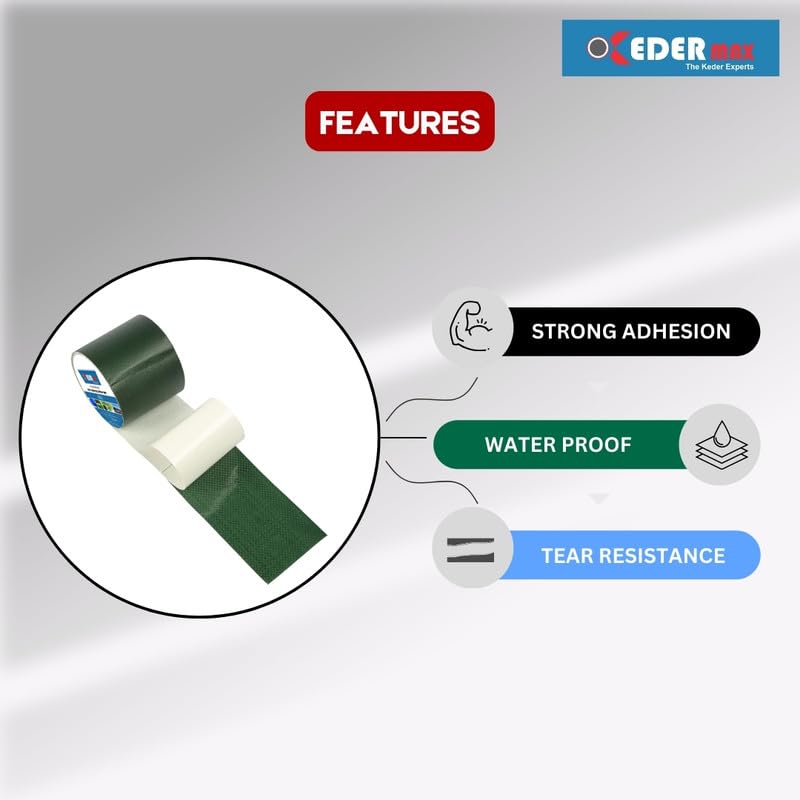 KEDER MAX Waterproof Repair Tape 10m Tarpaulin Tape Strong Waterproof Tapes SelfAdhesive UVResistant for Quick Fixes Leakage Repair Tapes for Holes Tears Tarp Patch 95cm x 10m Green - Image 3