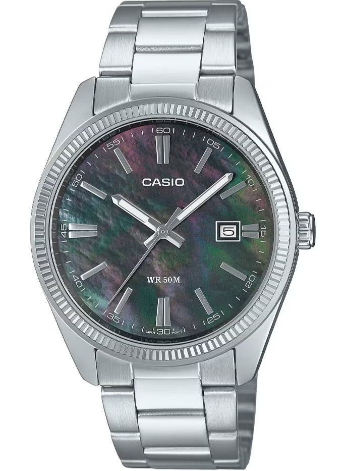 CASIO ساعة يد للرجال MTP-1302DS-1AVDF أنالوج بحزام من الفولاذ المقاوم للصدأ، قرص من أم اللؤلؤ، مقاومة للماء حتى 50 م - Image 1