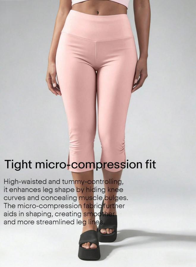 Take Two Pink High-Waisted Micro-Compression Capris - Image 1
