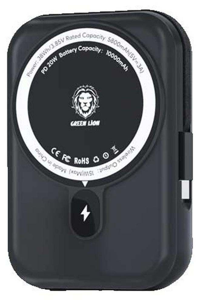 GREEN LION Monaco Magsafe 20000mAh Power Bank / Integrated Type-C Cable /Wireless Charger PowerBank 20000 mAh- Black - Image 1