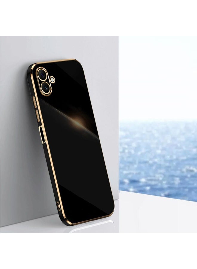 SanHu for Samsung Galaxy A07 Case, Plating Soft Back Cover, Raised Full Camera Protection, Slim Thin TPU Mobile Phone Case for Samsung Galaxy A07, Black - Image 1