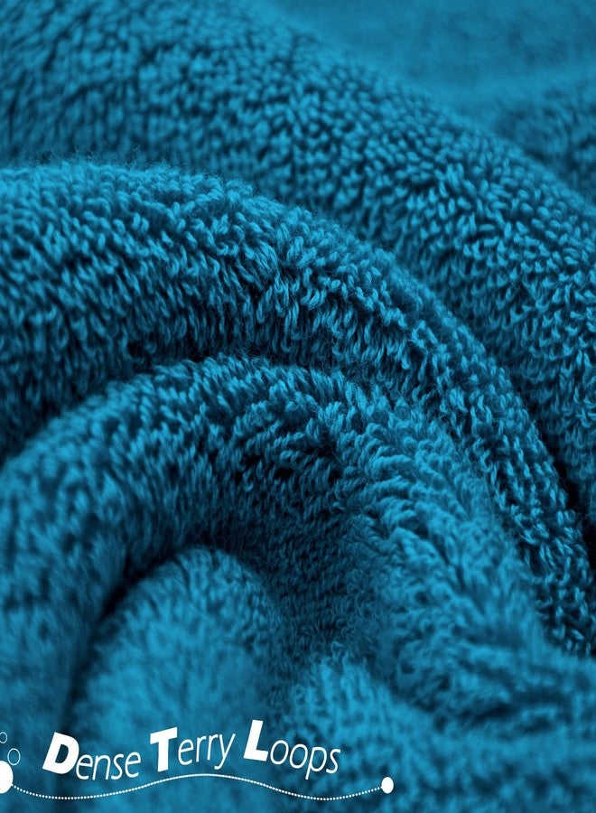 Cleanbear Cotton Hand Towel Thick Bathroom Hand Towels - 2 Pack (Peacock Blue), 13 x 28 Inches - Image 2