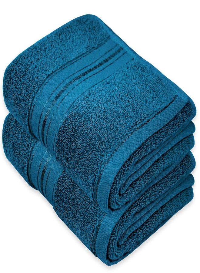 Cleanbear Cotton Hand Towel Thick Bathroom Hand Towels - 2 Pack (Peacock Blue), 13 x 28 Inches - Image 1
