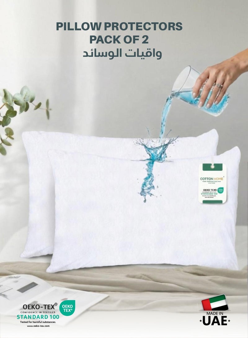 كوتون هوم Cotton Home® Coral Fleece 100٪ واقي وسادة مقاوم للماء بسحاب مقاس قياسي 50 × 75 سم، 20 × 60 بوصة، غطاء وسادة مقاوم لحشرات السرير، عبوة بيضاء مضادة للحساسية 2 - Image 1