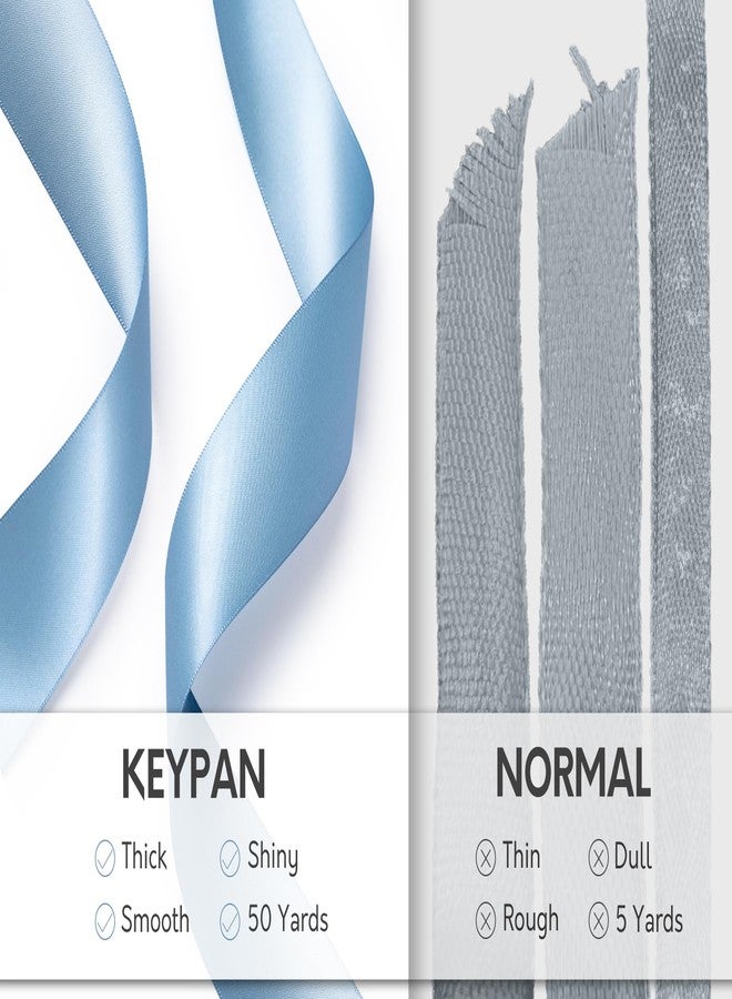 Keypan French Blue Satin Ribbon 1-1/2 Inch x 50 Yards Double-Faced Ribbon for Gift Wrapping Flower Bouquet Wrapping Paper Bows Invitations Crafts - Image 4
