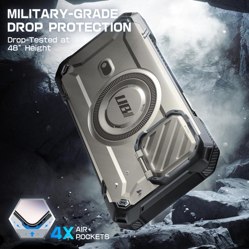 SUPCASE for iPhone 15 Pro Max Case with Camera Cover & Stand (UBMag XT) [Compatible with MagSafe] [Built-in Kickstand] [Military-Grade Protection] Heavy Duty Rugged Magnetic Phone Case, TiGray - Image 2