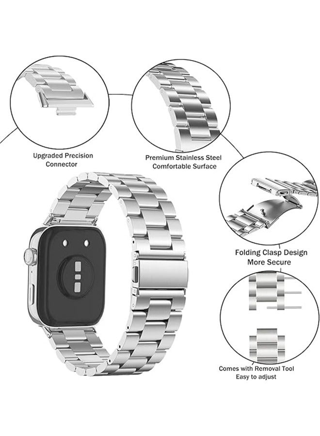 VINSOC Straps Compatible with Huawei Watch Fit 3 Strap, Replacement Bands Metal Stainless Steel Business Wristband for Huawei Watch Fit 3 Men Women Silver - Image 2