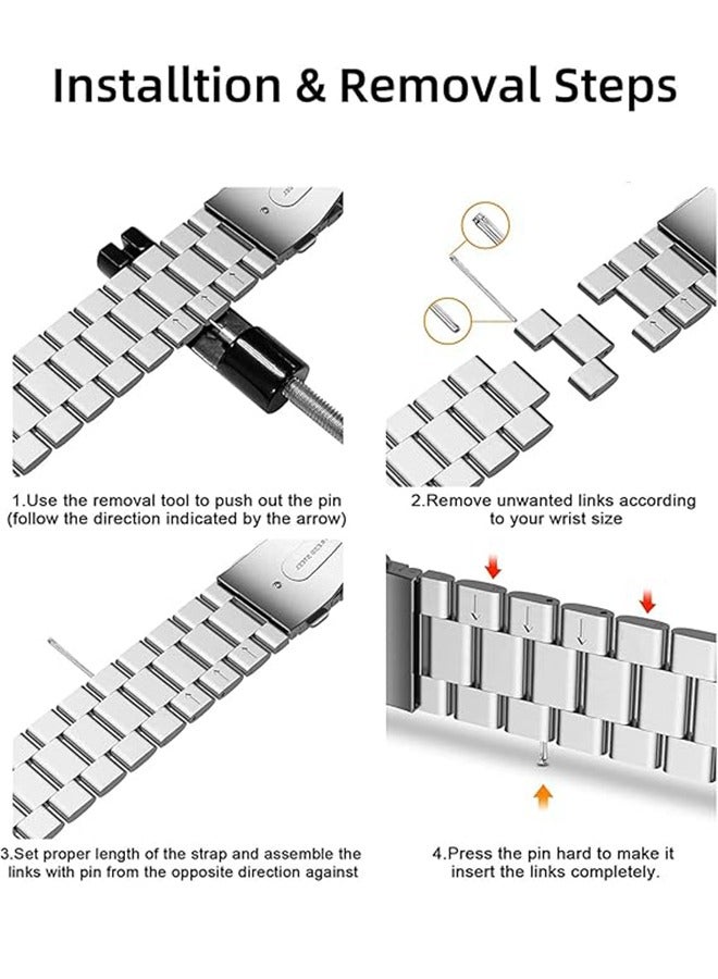 VINSOC Straps Compatible with Huawei Watch Fit 3 Strap, Replacement Bands Metal Stainless Steel Business Wristband for Huawei Watch Fit 3 Men Women Silver - Image 4